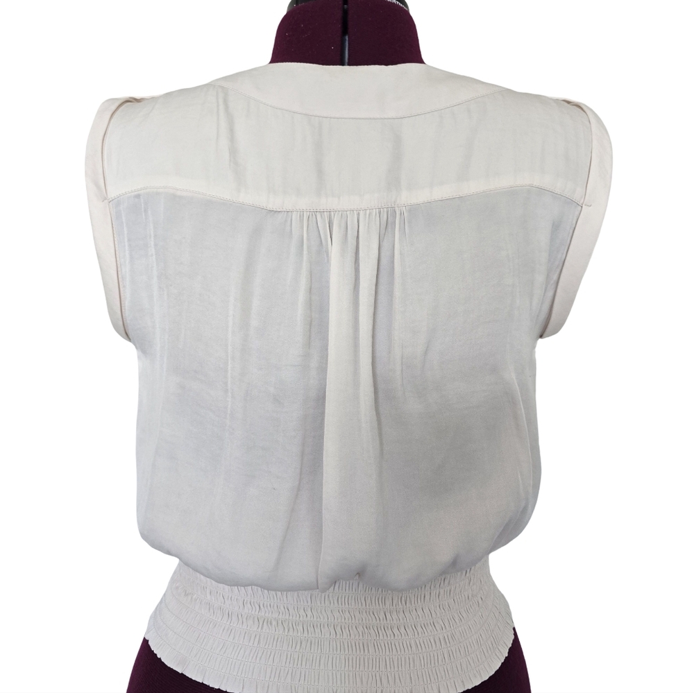 NWT Rachel Roy Cream Sleeveless V-neck Draped Blouse Size S Business Casual Chic - Picture 4 of 12